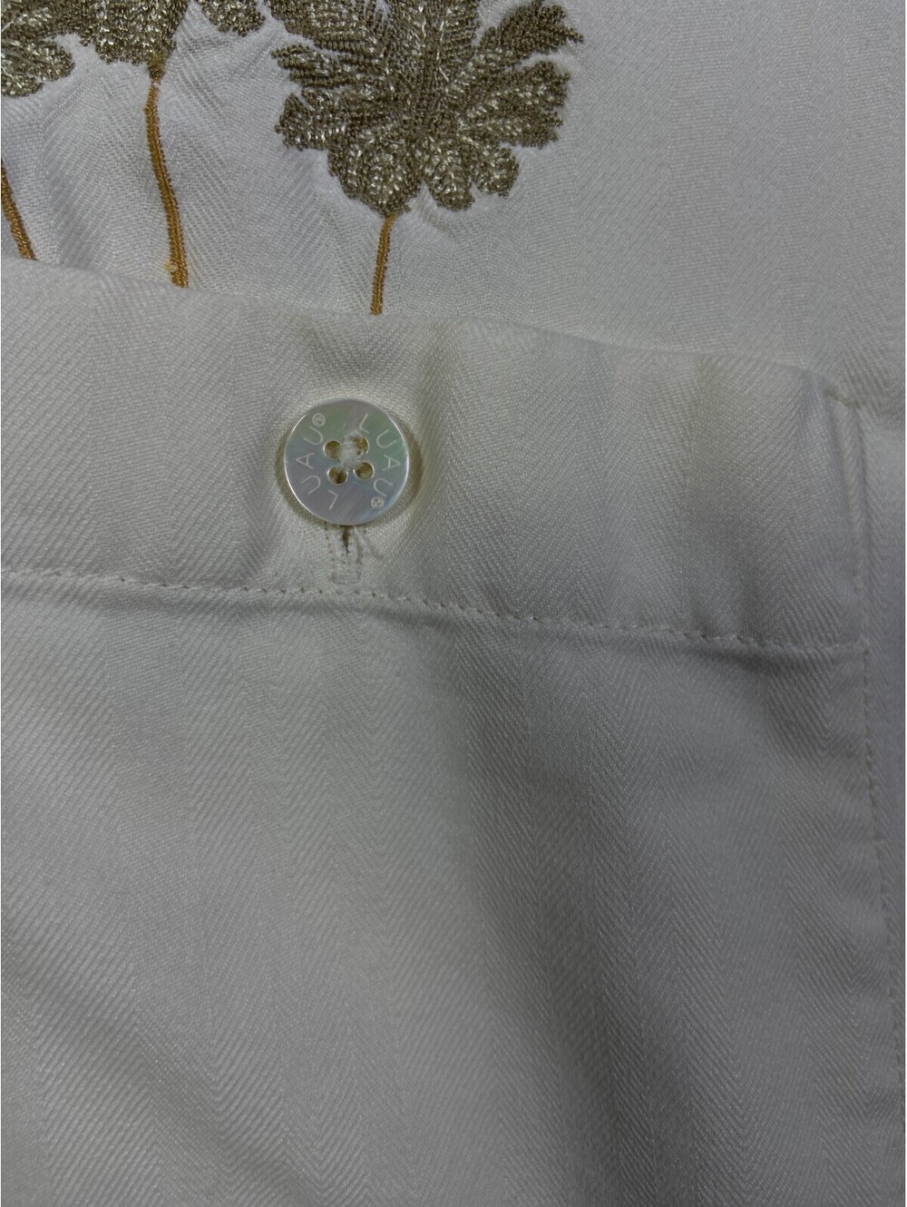 Luau Finest Silk Floral Cocktail Shirt Men’s L fits XL Tan Hawaiian Resort Beach - Picture 5 of 12